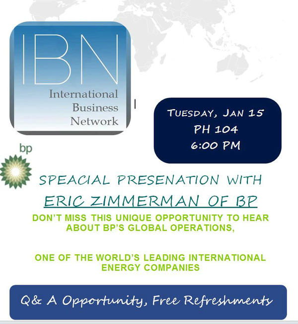 Join us tomtorow for guest speaker Eric Zimmerman of BP!