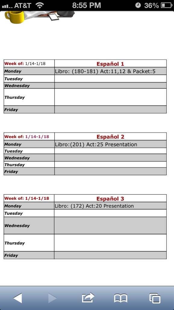 HernandezLSHS's tweet image. Homework for Spanish 1,2,3