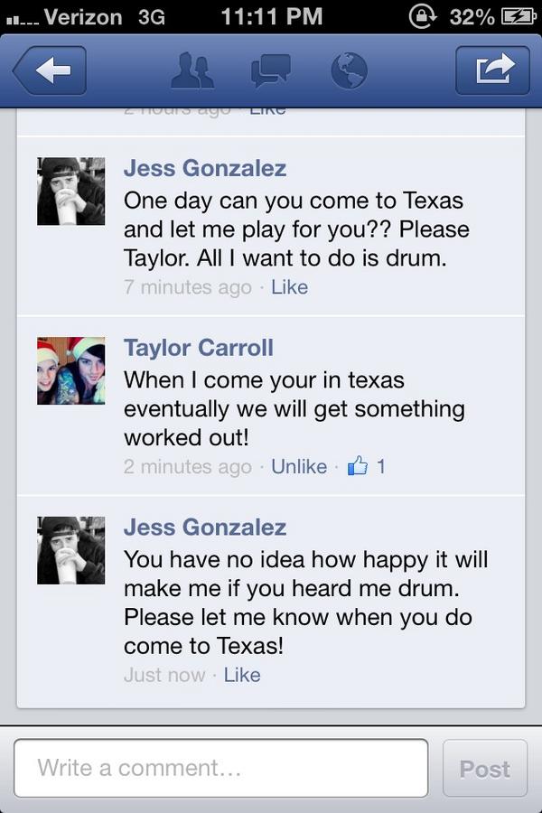 jessthemess95's tweet image. I love when other drummers comment to me. Like the drummer of the band piller #helpmegetfamous