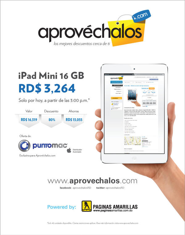puntomacrd's tweet photo. Estamos hablando de ésta oferta para los que no la han visto... #iPadMini en @AprovechalosRD http://t.co/Uot65Htr