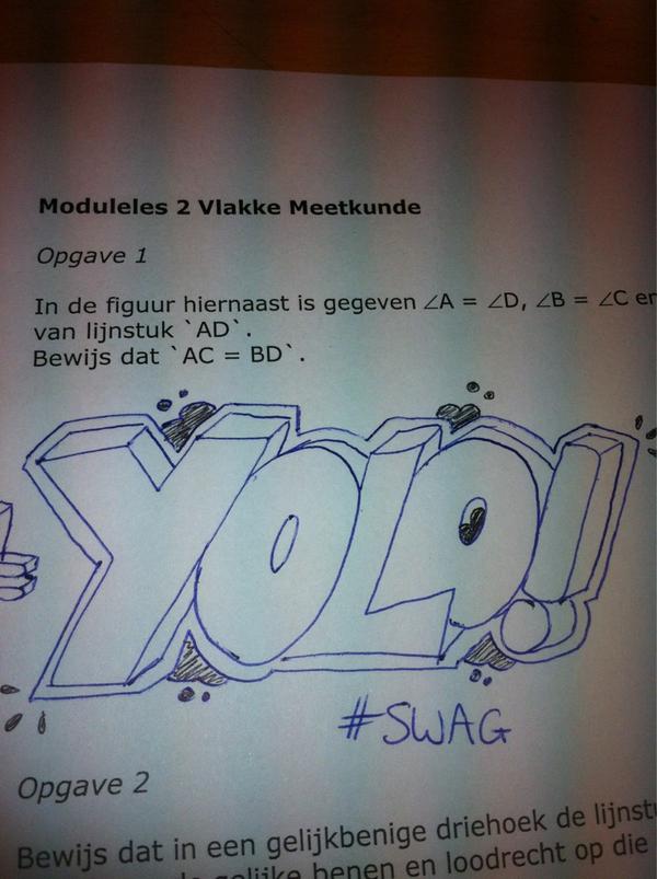 BramvanSchie's tweet photo. Wiskundeles #yolo #swag http://t.co/XEM4zNF7