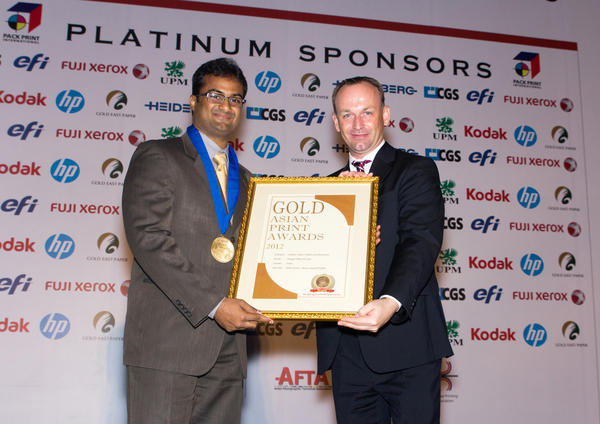 Receiving Gold at Asian Print Awards 2012