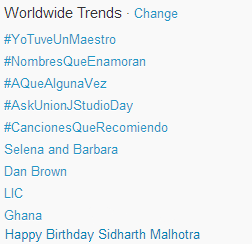 TeamSiddharthM's tweet photo. Happy Birthday Sidharth Malhotra trended worldwide! :D @SidMalhotraFC @SidharthM_Club http://t.co/TGnaKrHa