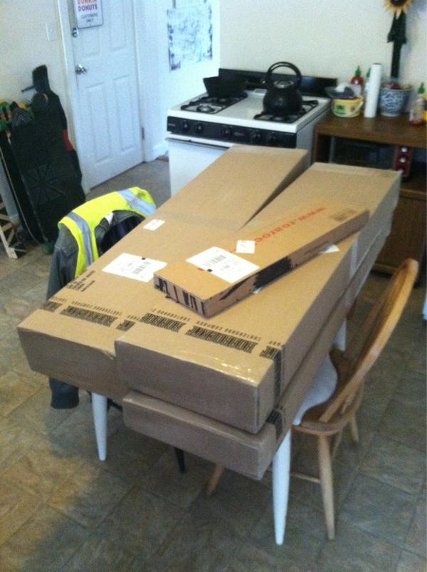 TuxLongboarding's tweet photo. #BREAKING @TuxLongboarding just received a press, some board, and veneer... Lets get custom!!! #shredthegnar #stoked http://t.co/9ouqr1Lf