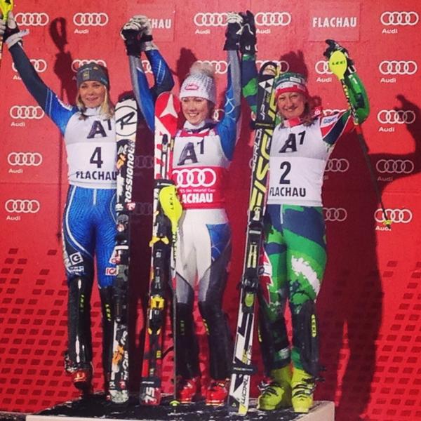 Incredible race tonight! @MikaelaShiffrin  is the new Snow Princess. 2nd Frida Hansdotter, 3rd @TanjaPoutiainen! Bravo