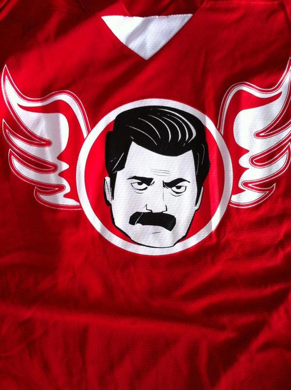 RyanViers's tweet photo. @Nick_Offerman Check out this sweet mug. People shoot pucks at your head each weekend. Thankfully I'm well protected. http://t.co/jbPlp8Ii