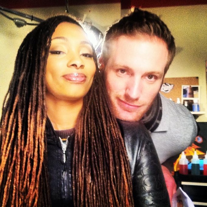 Me and my crazy producer @madonyc  ... Gotta love him. #bts #BlackInk http://t.co/QxcJPH4O