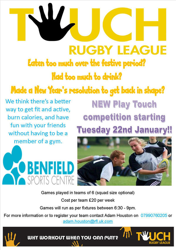 **Less than a week to go to New Play Touch league at Benfield - have you registered yet? ** Plz RT ** #PlayTouchRL