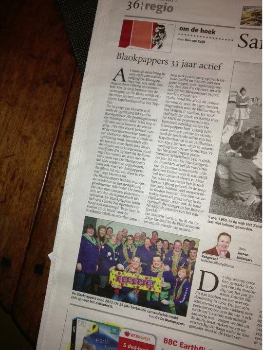 Mooi stukje  in het BD. Nog maar 3  dagen tot het 33jaar  jubileumfeest in de Philharmonie  #kruikenstad