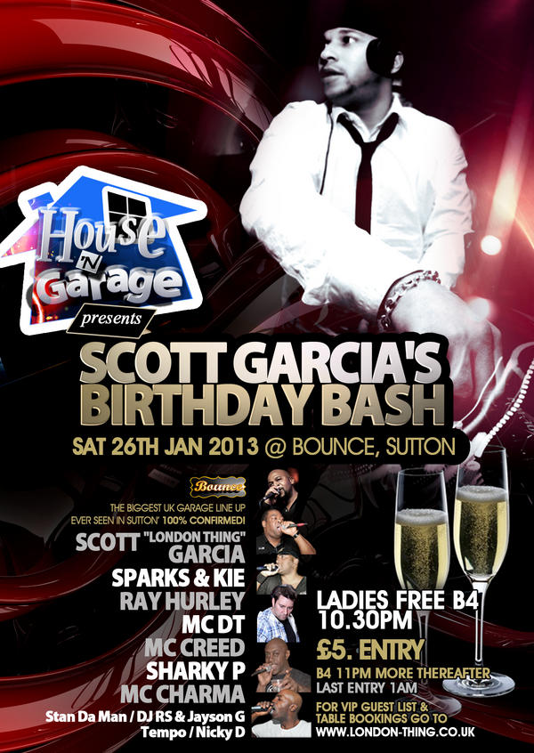 DJScottGarcia's tweet photo. IALT's BIG WEEKEND - Sat 26th Jan Scott Garcia's Birthday Bash @ Bounce with @MRNICKYD @McCharmer @DeejayStanDaMan http://t.co/Rt7rRye0