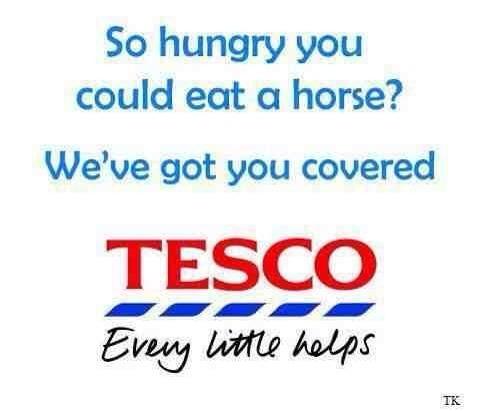 DominicJM's tweet photo. Tesco horse burgers, what will it be next? My lidl pony? http://t.co/iZOnCizg