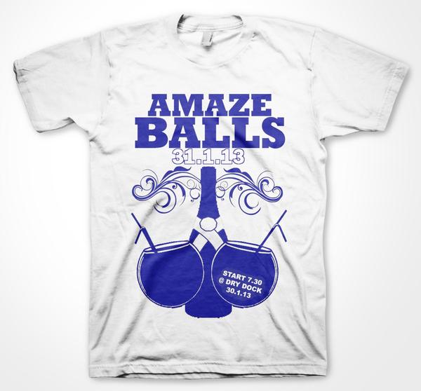 LoadedDogLeics's tweet photo. check out the T-Shirts for the @AmazeballsCrawl on 31/01/13! #Amazeballs Tickets Available Now! http://t.co/S5SZPpNW