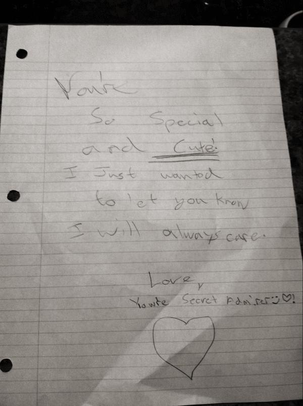 MaddyWilmes's tweet image. S/O to you for making my day. 😘 #anonymousnotes