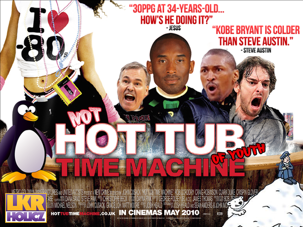 Lakerholicz's tweet photo. I'm not brave to get in a tub of ice @kobebryant so I made this: Not Hot #TubOfYouth Time Machine. The name needs work. http://t.co/UH9uTW9o