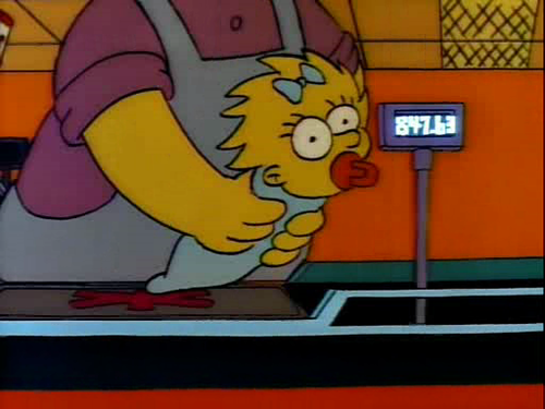 #DatoSimpson Maggie costaba 847.63 dólares porque en 1989,era el precio promedio por criar a un bebé durante un mes