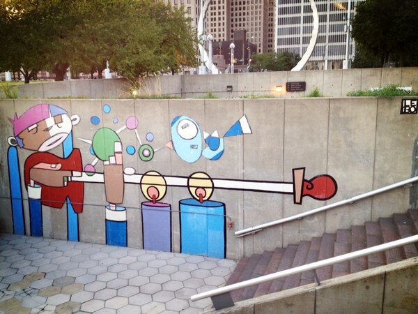 de313Monster's tweet image. this spring-like day is makin me wish it were summer already, Hart Plaza miss you #lebo #streetart #graffiti #detroit