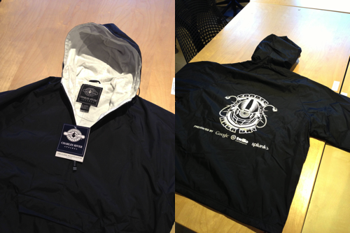 SportsHackDay's tweet photo. The official #SportsHackDay jackets just arrived! Cotton-lined and water resistant. Best hackathon swag ever? http://t.co/kqSK7pD5