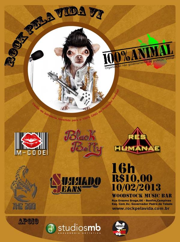 Rock Pela Vida VI’ em prol da ONG 100% Proteção Animal conta com o apoio do Studios MB!!!!