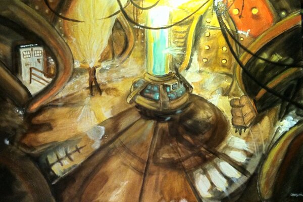 basehil's tweet image. first 24x36 - inspired by a #DoctorWho painting I found online. #bbc #tardis #regeneration #acrylics #painting #canvas