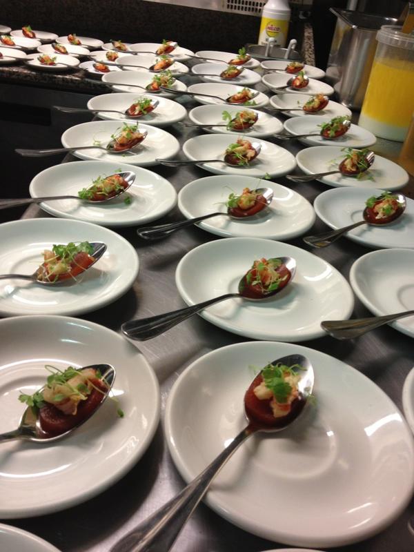 KingsWark's tweet photo. Bloody Mary jelly, crayfish and baby celery! #tasty http://t.co/faUKqXv8