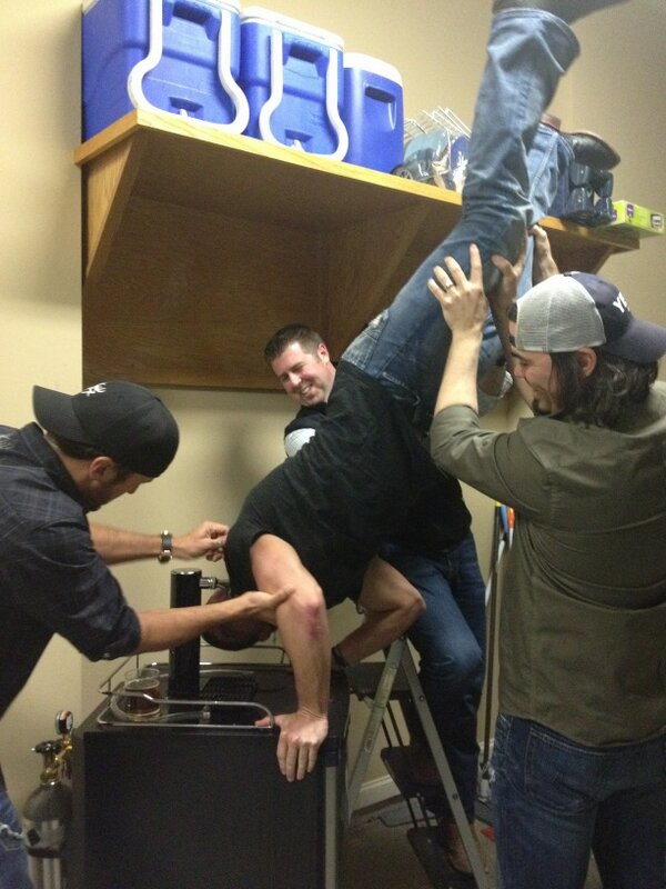 Keg stand by. 
