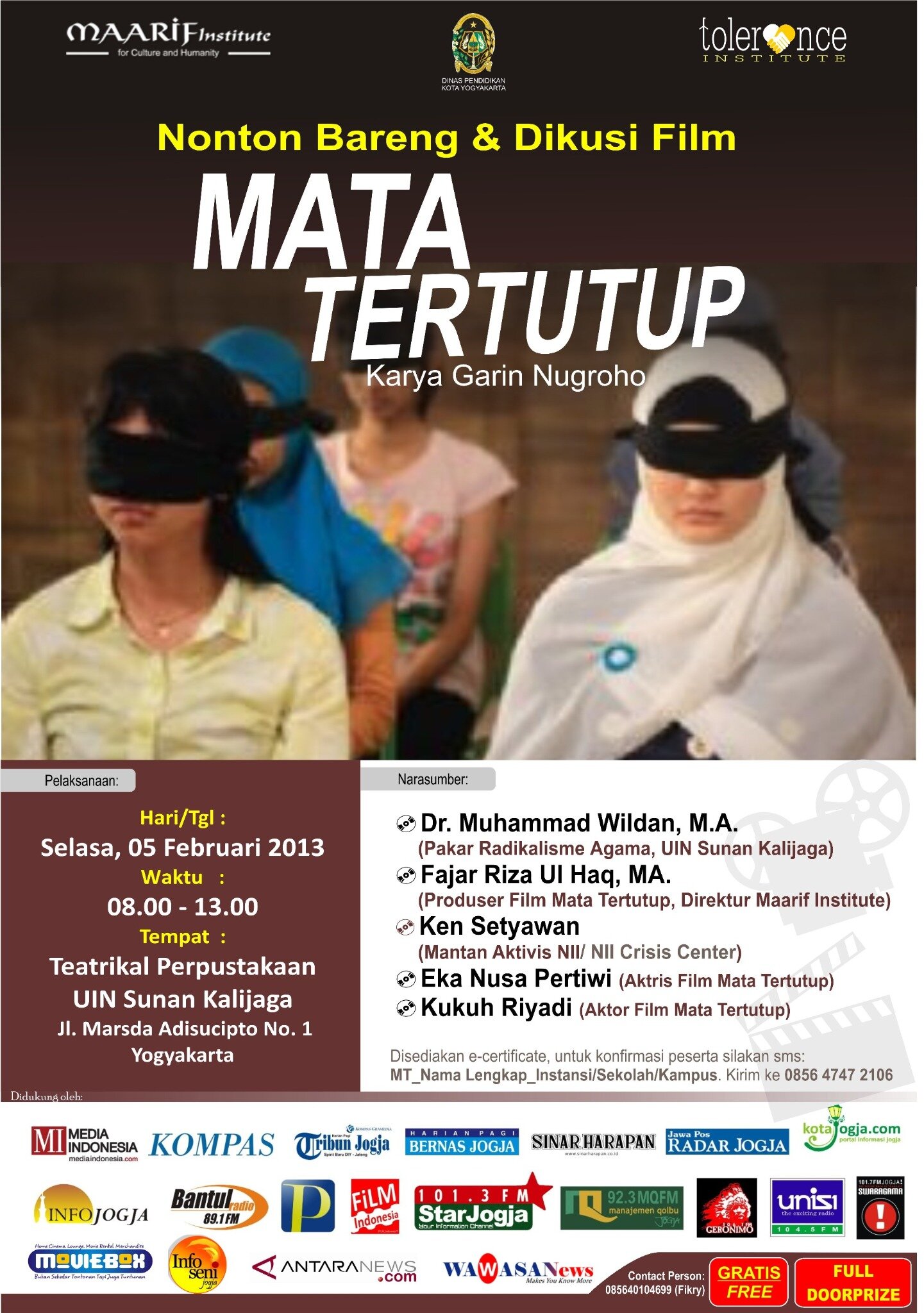 UinSunanKalijaga on Twitter "5 2 13 8 00 13 00 nobar film Mata Tertutup by Garin Nugroho di Aula Perpustakaan UIN SuKa