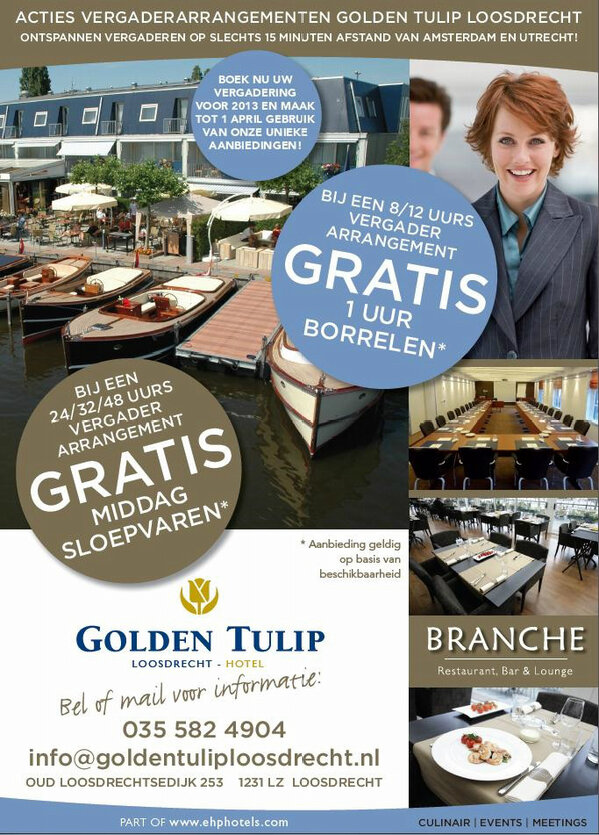 >> UNIEKE vergader-aanbieding> Bij een 8/12-uurs vergaderarrangement GRATIS 1 uur borrelen!!