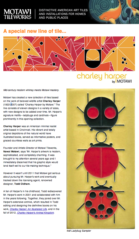 Todd_Oldham's tweet photo. New line of fantastic @CharleyHarper artisan tiles by @motawitileworks  http://t.co/y3xZZ0u2 #charleyharper #tile http://t.co/fv4x14wG