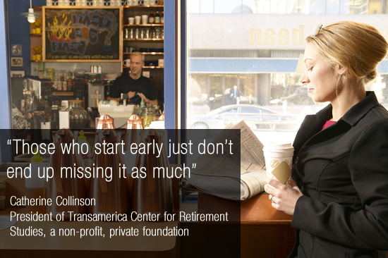 Transamerica's tweet image. Remember, the longer you delay establishing savings, the greater the paycheck pinch later in life j.mp/11njLPN