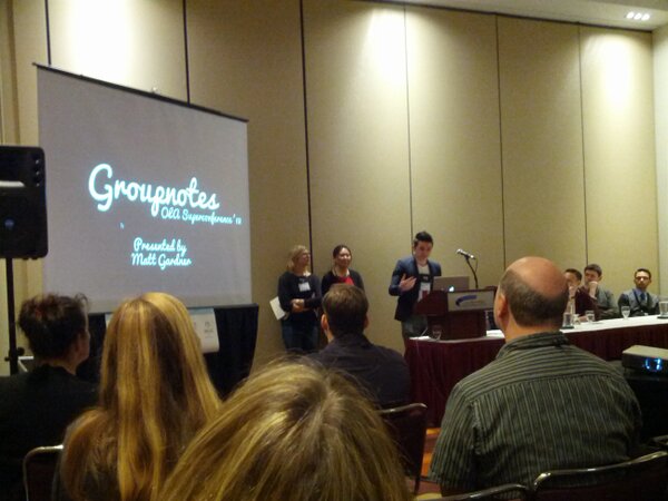 ThatMattGardner's tweet image. &quot;@Groupnotes: Our very own @ThatMattGardner speaking at #sc13 #homegrowntech groupnotes.ca http://t.co/OUZveUUr&quot; So fun! #librarylove