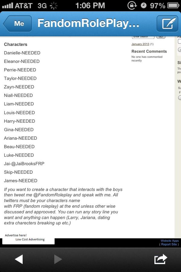 FandomRoleplay's tweet image. These are the available roles as of right now.