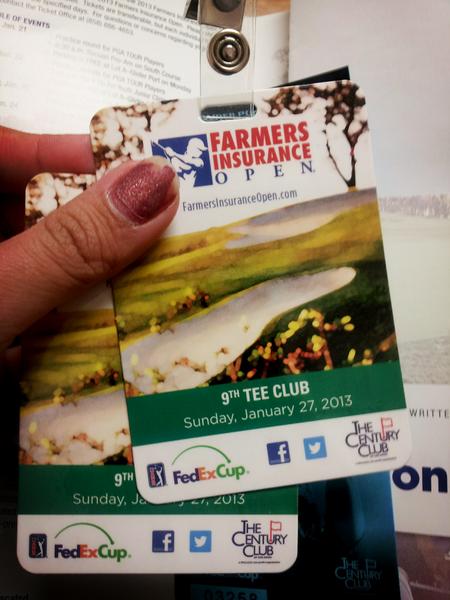 Got our tickets to the <a href="/FarmersInsOpen/">Farmers Ins Open</a> for Sunday!