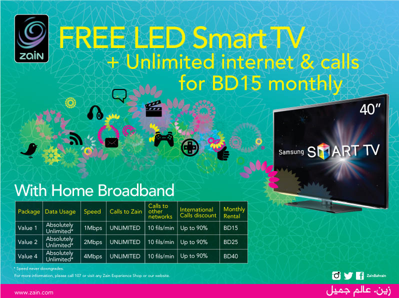 Zain Bahrain on Twitter "FREE LED Smart TV + Unlimited