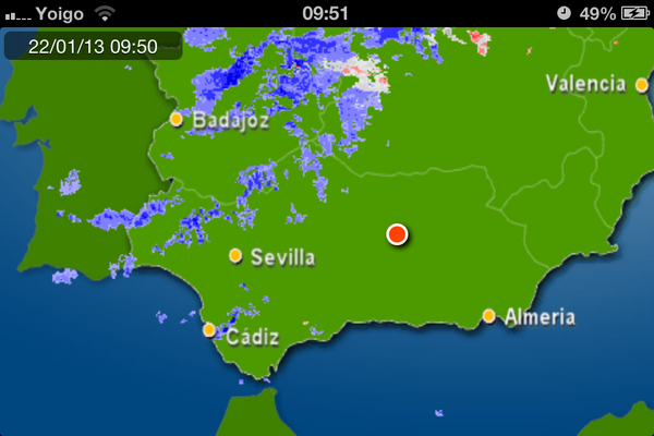 Comienza a entrar la primera precipitación, Hasta la tarde no se espera mas intensidad.
