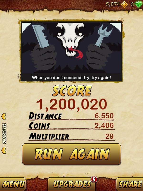 GetPlayd's tweet image. I got 1200020 points while escaping from a Giant Demon Monkey in Temple Run 2. Beat that! bit.ly/TempleRun2