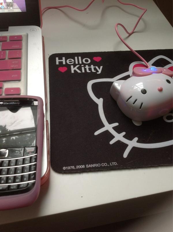 RoxieFR's tweet photo. WFH today #pinkattack #seriousbusiness http://t.co/vmcJc996