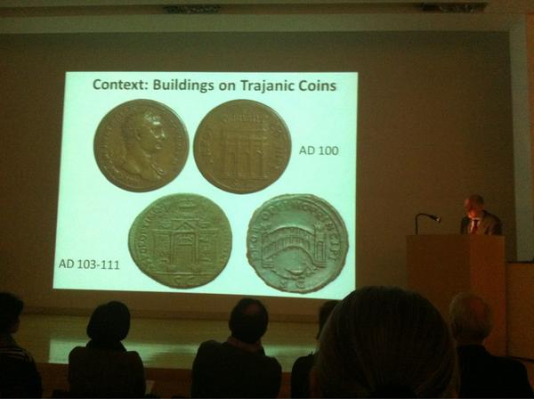 stephenjohnkay's tweet photo. Bernhard Woytek discussing the depictions of Trajanic buildings on coinage #portusproject @KeaySjk1 http://t.co/Cmi9FagM