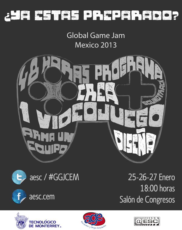 Les compartimos la imagen del Global Game Jam 2013 sede CEM. Recuerden que se podrán registrar externos. #GGJCEM