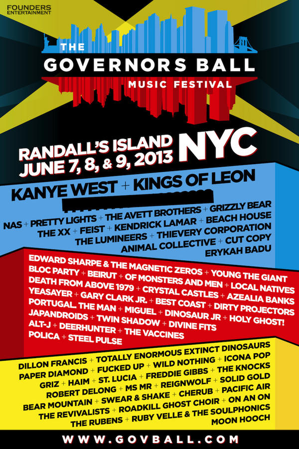 Governor's Ball 2013 | Lineup | Tickets | Dates | Video | Third Headliner