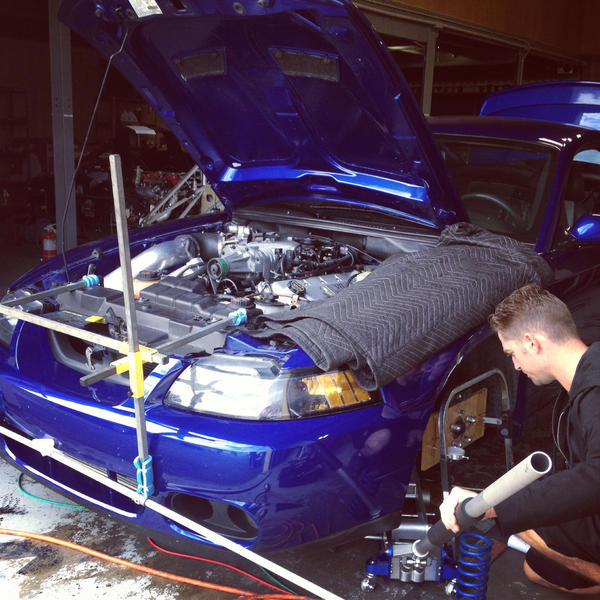 SpeedTweets's tweet photo. We don't JUST work on race cars - bump steer adjustment on a Mustang Cobra we are working on right now! http://t.co/g6AKJ68E