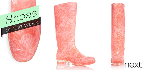 nextofficial's tweet photo. RT + Follow to #WIN our #ShoeoftheWeek - these Coral Lace Print Wellington Boots! £24, http://t.co/l26OwRsC http://t.co/NgvGFtrr