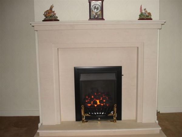 thefirebarn's tweet photo. Legend Virage Slide Control Gas Fire in Portuguese Limestone Fireplace fitted last week into a property in Leyland http://t.co/kwYjrUIY