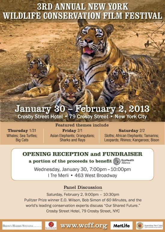 Come support the Wildlife Conservation Film Festival! January 30 - February 2 at the Crosby Street Hotel.