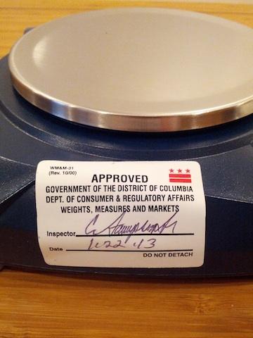 Our scales are officially approved. Check out this cute little tag: