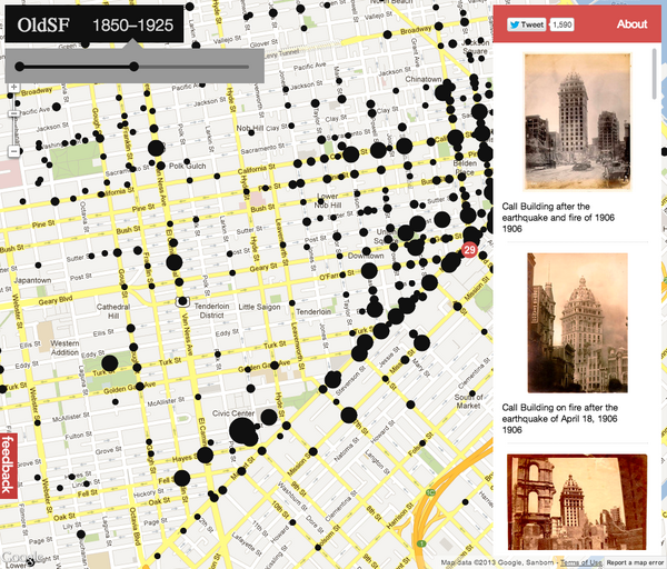 Jump into the past with these great <a href="/GoogleMapsAPI/">Google Maps API</a> implementations: historypin.com and oldsf.org