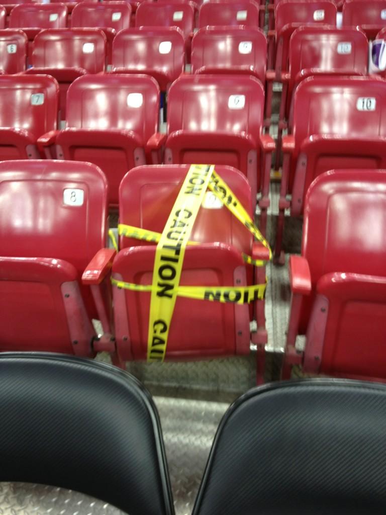 This seat is just a few rows from the court