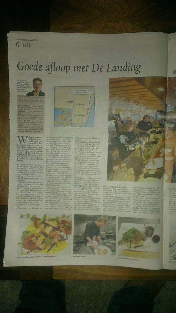 In september gestart en nu al een mooi compliment in de PZC. Gaaf! “<a href="/De_Landing/">De Landing</a>: Zo trots als een pauw! ”