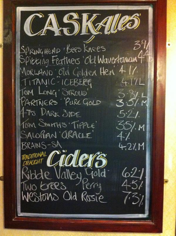 Ales on offer today :) however once its gone, its gone and another one come on! :) always a good selection!