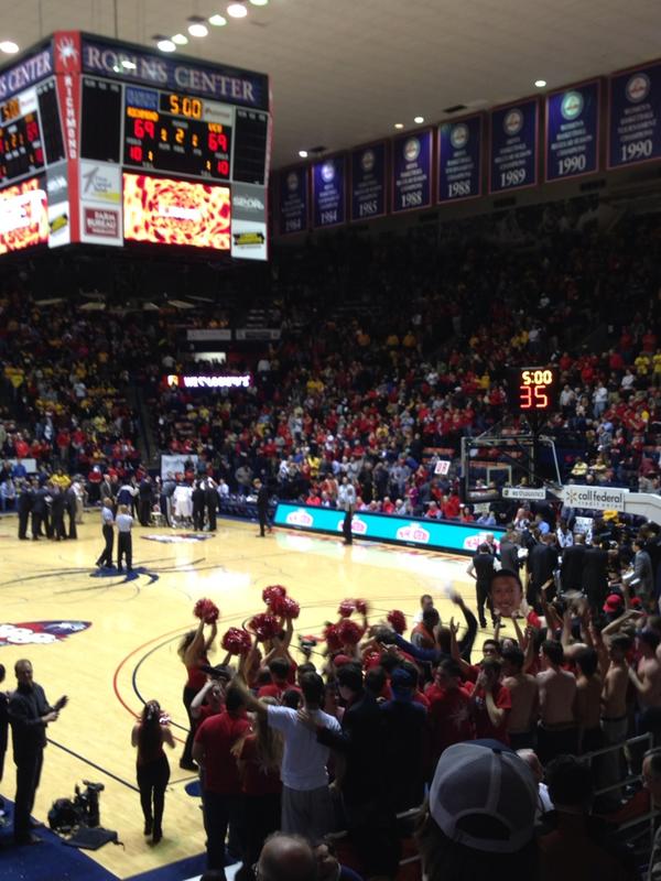 YESSSSS!  Spiders hit huge (and deep) 3 pointer with 1.5 left in regulation to tie it at 69.  #overtime #gospiders