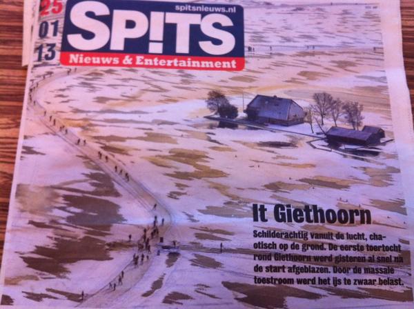 “@IvRM: 'It Giethoorn' kopt de Spits vandaag op de voorpagina. #DeKop ” reclame! Het ijs is prima!